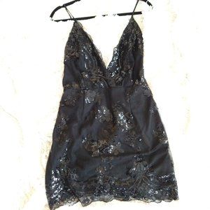 Superdown lace and sequin little black dresss
